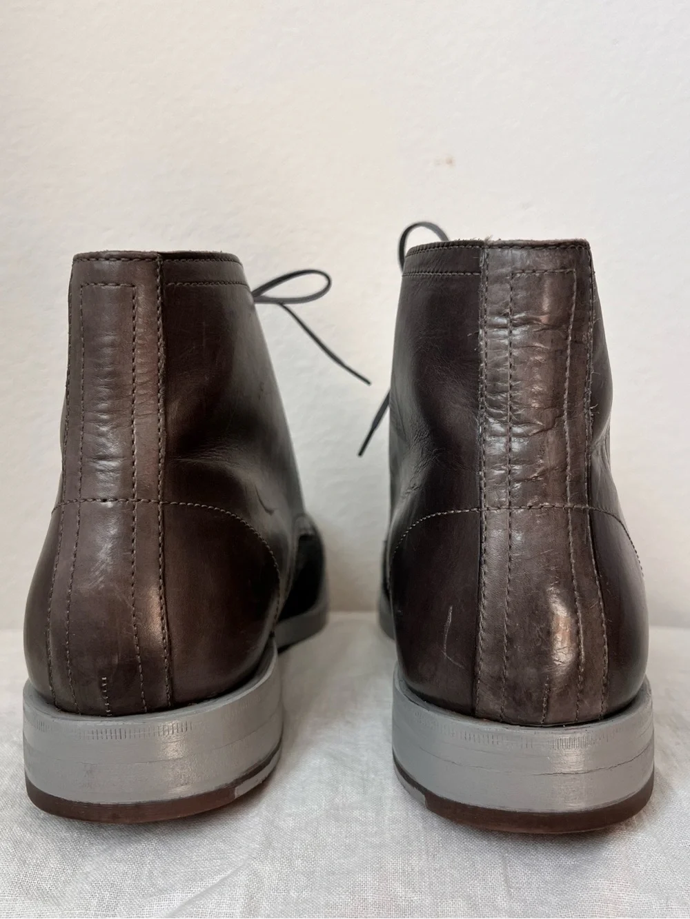 Cole Haan Men’s Roadlots Gray Ankle Boots Size 8.5M Lace-Up Casual Leather Boots